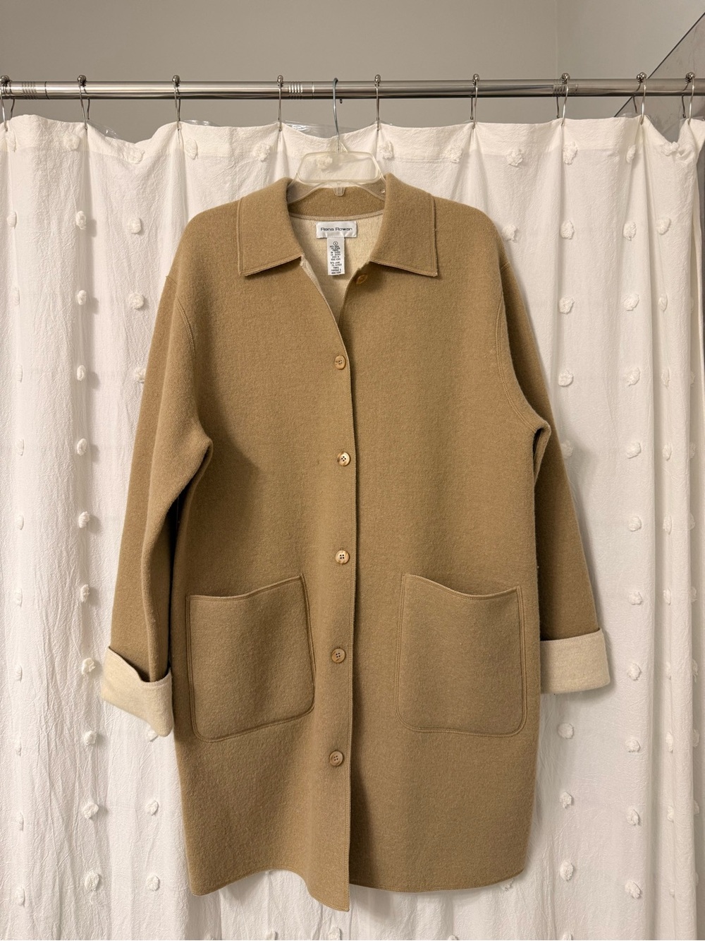 Rena Rowan Camel/Tan Wool-Blend Button Coat
